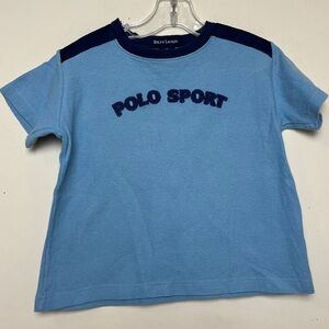 Vtg Ralph Lauren 4T Boys Girls POLO SPORT Blue Thermal Waffle Weave T-shirt 90s